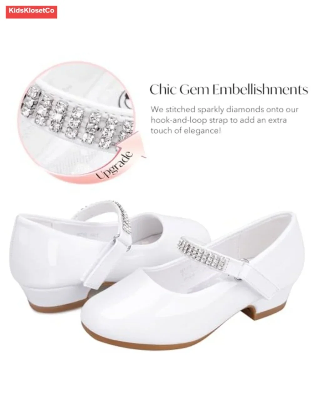 Mary Jane Dress Shoes Low Heel Glitter Patent Bow Party Wedding Flower Girl